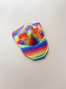 1入組彩虹條紋寵物棒球帽 - 彩色 - 查看 2