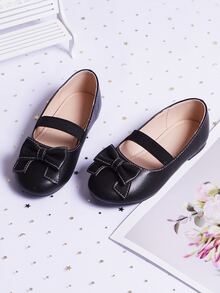 Girls Bow Decor Slip-On Flats - Black - View 4