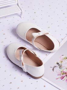 Girls Bow Decor Mary Jane Flats - White - View 2