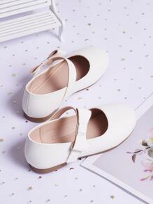 Girls Bow Decor Mary Jane Flats - White - View 4