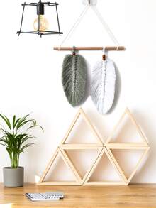 1pc Feather Design Macrame Wall Hanging - Multicolor - View 2