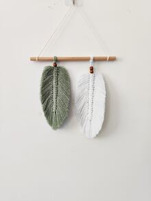1pc Feather Design Macrame Wall Hanging - Multicolor - View 3