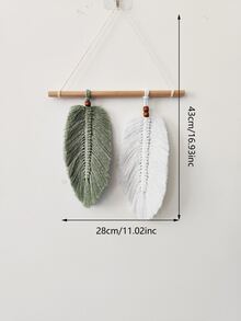 1pc Feather Design Macrame Wall Hanging - Multicolor - View 4