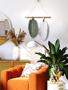 1pc Feather Design Macrame Wall Hanging - Multicolor - View 5