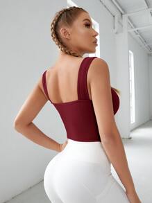 Yoga Basic Medium Support  Seamless Sports Bra - Burgundy - View 2