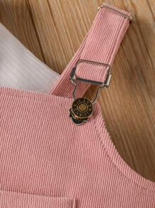 Baby Patched Pocket Pinafore Dress & Tee - Multicolor - View 5