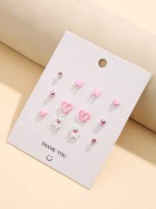 6 cặp hoa tai hình trái tim & bướm - Nhiều màu - Xem 1