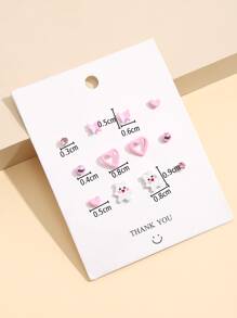 6 cặp hoa tai hình trái tim & bướm - Nhiều màu - Xem 3