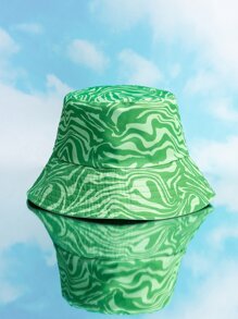 1pc Y2K Laser Wave Pattern Double-Sided Bucket Hat For Women, Suitable For Traveling And Daily Outfits To Block Sunlight - Green - View 1