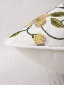 Miater 1入組鳥和花卉刺繡靠墊套不附帶墊芯 - 彩色 - 查看 4