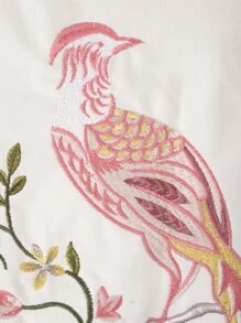 Miater 1入組鳥和花卉刺繡靠墊套不附帶墊芯 - 彩色 - 查看 3