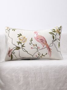 Miater 1入組鳥和花卉刺繡靠墊套不附帶墊芯 - 彩色 - 查看 6