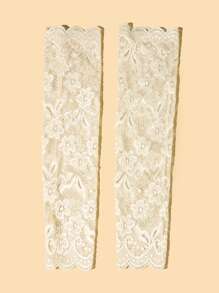 Floral Lace Arm Sleeves - Beige - View 3