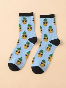Men Pineapple Pattern Crew Socks - Multicolor - View 2