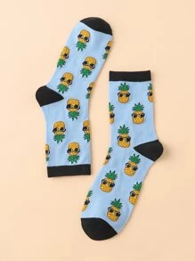 Men Pineapple Pattern Crew Socks - Multicolor - View 3