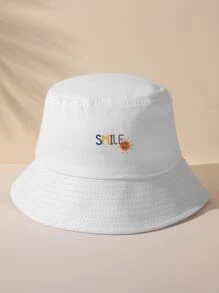 字母與卡通圖案漁夫帽,休閒風格 - 白色 - 查看 1