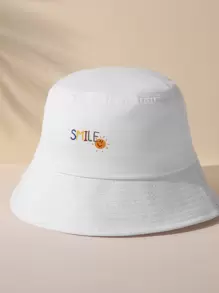 字母與卡通圖案漁夫帽,休閒風格 - 白色 - 查看 4