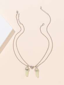 2 piezas Collar pareja brillante en oscuro colgante geométrico - Multicolor - Ver 3
