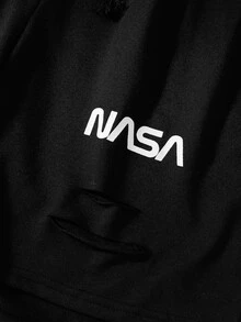 Manfinity Men Letter Graphic Drawstring Waist Shorts