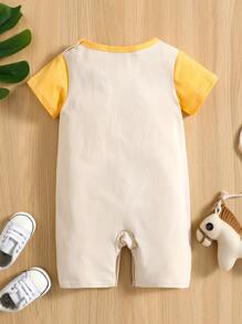 Baby Boy Cartoon Graphic Tee Romper - Apricot - View 2