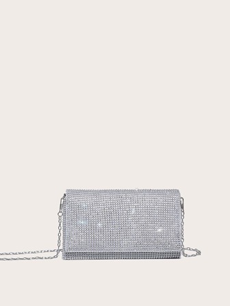 حقيبة مساء بسلسلة صغيرة مزينة بالراين مثالية للفتاة،المرأة،العروس في الحفلات،الأعراس،الحفلات الموسيقية والحفلات العشاء/الولائم،لامعة ،أنيقة،فاخرة،ساحرة, مرصعة بالبريق والخرز