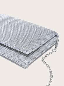 華麗、優雅、精美、安靜的豪華閃亮晚宴鏈開口袋,以亮片、鋪面、奢華、閃閃發光的迷你鑲鑽裝飾,適用於聚會女孩、女人、新娘,在派對、婚禮、舞會、晚宴上完美搭配。 - 銀色 - 查看 4