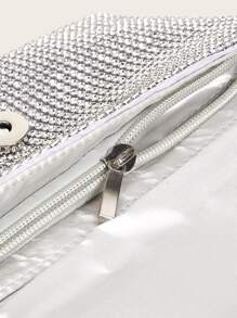 華麗、優雅、精美、安靜的豪華閃亮晚宴鏈開口袋,以亮片、鋪面、奢華、閃閃發光的迷你鑲鑽裝飾,適用於聚會女孩、女人、新娘,在派對、婚禮、舞會、晚宴上完美搭配。 - 銀色 - 查看 5