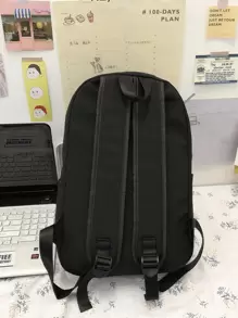 Mochila Escolar Minimalista De Un Solo Color, Ligera Y Con Cremallera, Mochila Para Uso Diario De Bolsillo De Insignia, Con Decoración. Bolsa Para La Escuela, Universidad. Gran Capacidad, Clásica, Casual Para Adolescentes, Estudiantes Universitarias, Niños, Hombres Y Mujeres, Universidad, Escuela Secundaria, Exteriores, Viajes Y Salidas. De Regreso A Clases