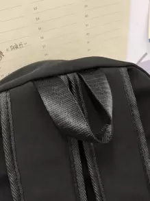 Mochila Escolar Minimalista De Un Solo Color, Ligera Y Con Cremallera, Mochila Para Uso Diario De Bolsillo De Insignia, Con Decoración. Bolsa Para La Escuela, Universidad. Gran Capacidad, Clásica, Casual Para Adolescentes, Estudiantes Universitarias, Niños, Hombres Y Mujeres, Universidad, Escuela Secundaria, Exteriores, Viajes Y Salidas. De Regreso A Clases