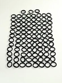 100pcs Minimalist Hair Tie - Black - View 4