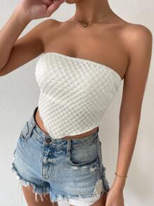 Chiquease Tie Back Hanky Hem Tube Top - Beige - View 3