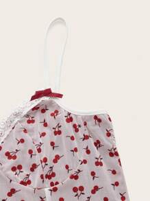 ROMWE Cherry Lace Cami Top - Red and White - View 4