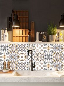 10pcs Vintage Pattern Kitchen Sticker, PVC Self Adhesive Tile Sticker For Home Decor - Multicolor - View 1