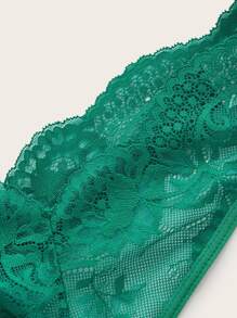 Classic Sexy Chain Detail Cut Out Lace Teddy Bodysuit - Green - View 4