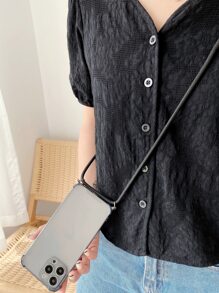 防摔手機外殼帶斜肩包手機掛繩 - 灰色 - 查看 2