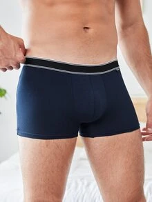 Hombres Calzoncillos boxer con cinta de rayas cintura - Azul Marino - Ver 4