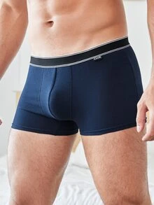Hombres Calzoncillos boxer con cinta de rayas cintura - Azul Marino - Ver 5