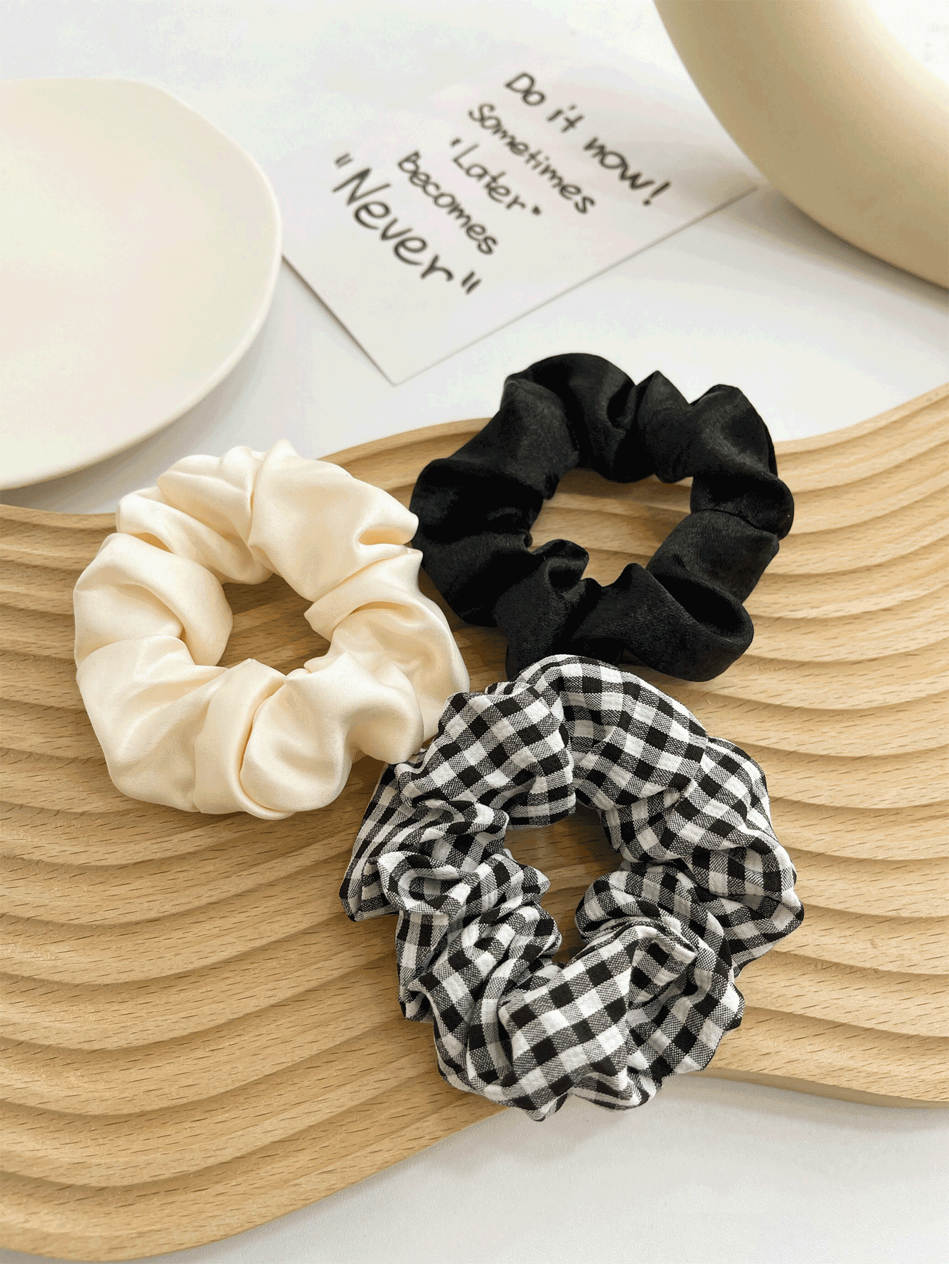 3pcs Gingham Print Scrunchie Casual Christmas Scrunchies Hair Tie - Multicolor - View 2