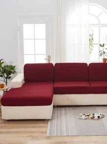 1pc Plain Sofa Seat Cushion Cover - Red - View 4
