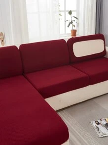 1pc Plain Sofa Seat Cushion Cover - Red - View 6