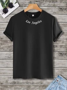 Manfinity Homme Men Letter Graphic Tee - Black - View 1