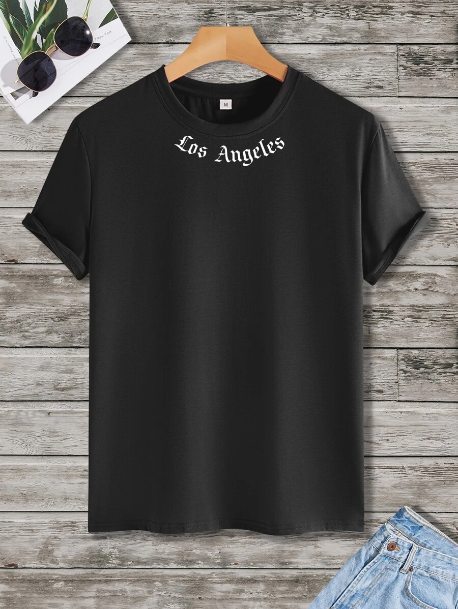 Manfinity Homme Men Letter Graphic Tee - Black - View 1