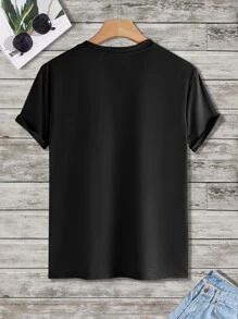 Manfinity Homme Men Letter Graphic Tee - Black - View 2
