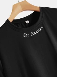 Manfinity Homme Men Letter Graphic Tee - Black - View 4