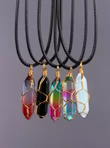 Fashionable and Popular 5pcs Men Geometric Pendant Necklace for Jewelry Gift and for a Stylish Look - Multicolor - View 1