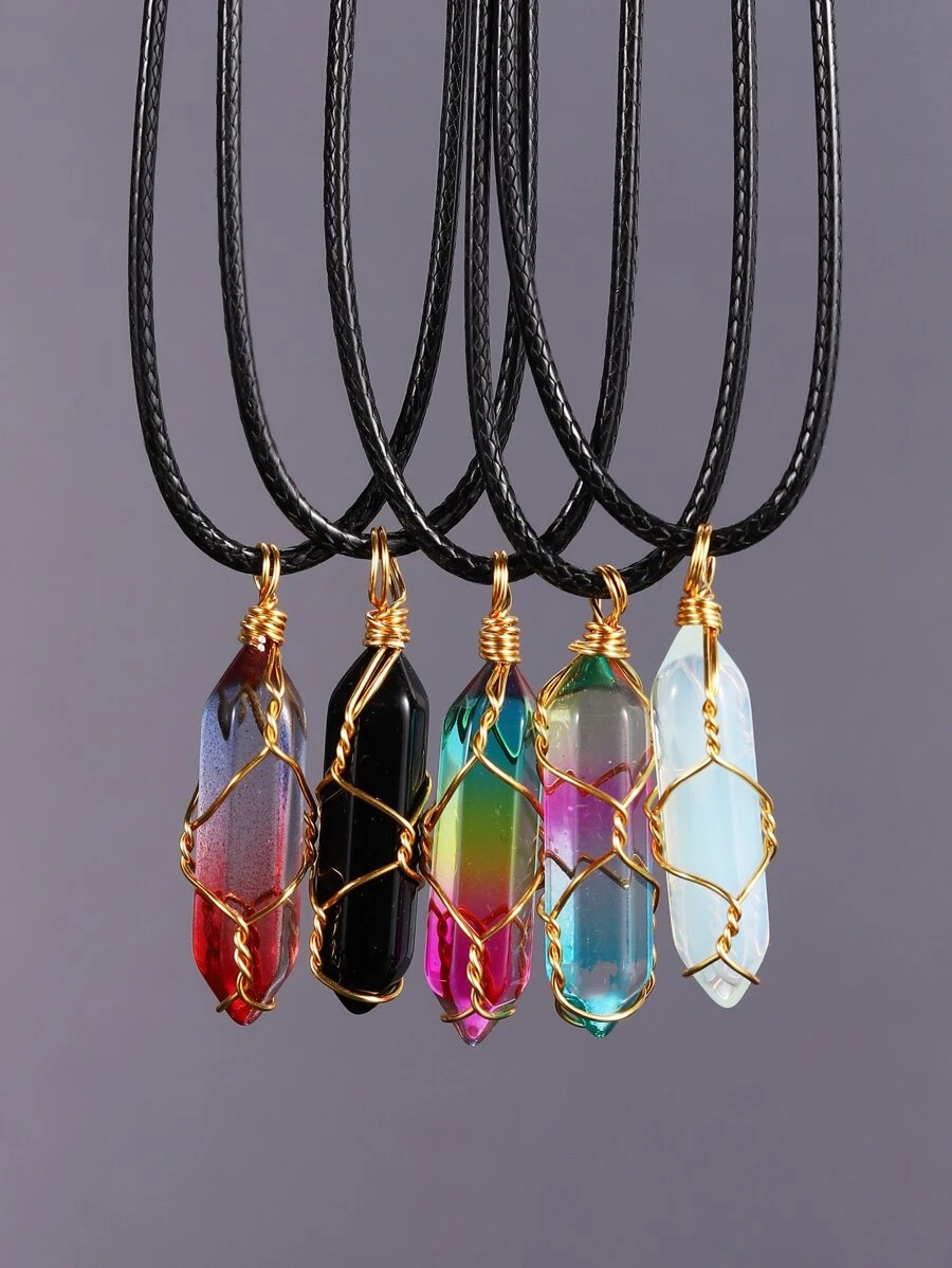 Fashionable and Popular 5pcs Men Geometric Pendant Necklace for Jewelry Gift and for a Stylish Look - Multicolor - View 1