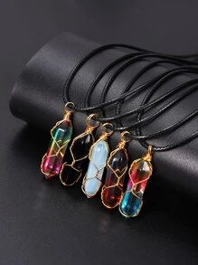 Fashionable and Popular 5pcs Men Geometric Pendant Necklace for Jewelry Gift and for a Stylish Look - Multicolor - View 2