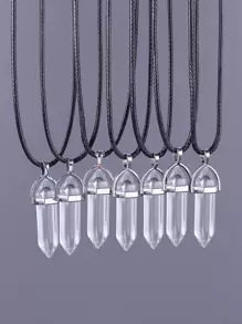 7入組男士幾何吊墜項鍊 - 黑與白 - 查看 1