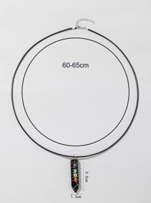 時尚流行男士寶石吊飾項鍊，適合珠寶禮物和時尚外觀 - 彩色 - 查看 3