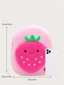1 件可爱粉色草莓毛绒儿童背包，适合日常使用